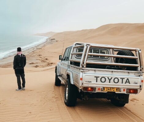 La Sandwich Harbour, a poco menos de 60km al sur de Walvis Bay y perteneciente al Parque Nacional de Namib, es uno de los lugares más singulares y espectaculares de Namibia. Aquí, algunas de las dunas más altas del mundo, descienden hacia el océano para formar una pintoresca laguna.