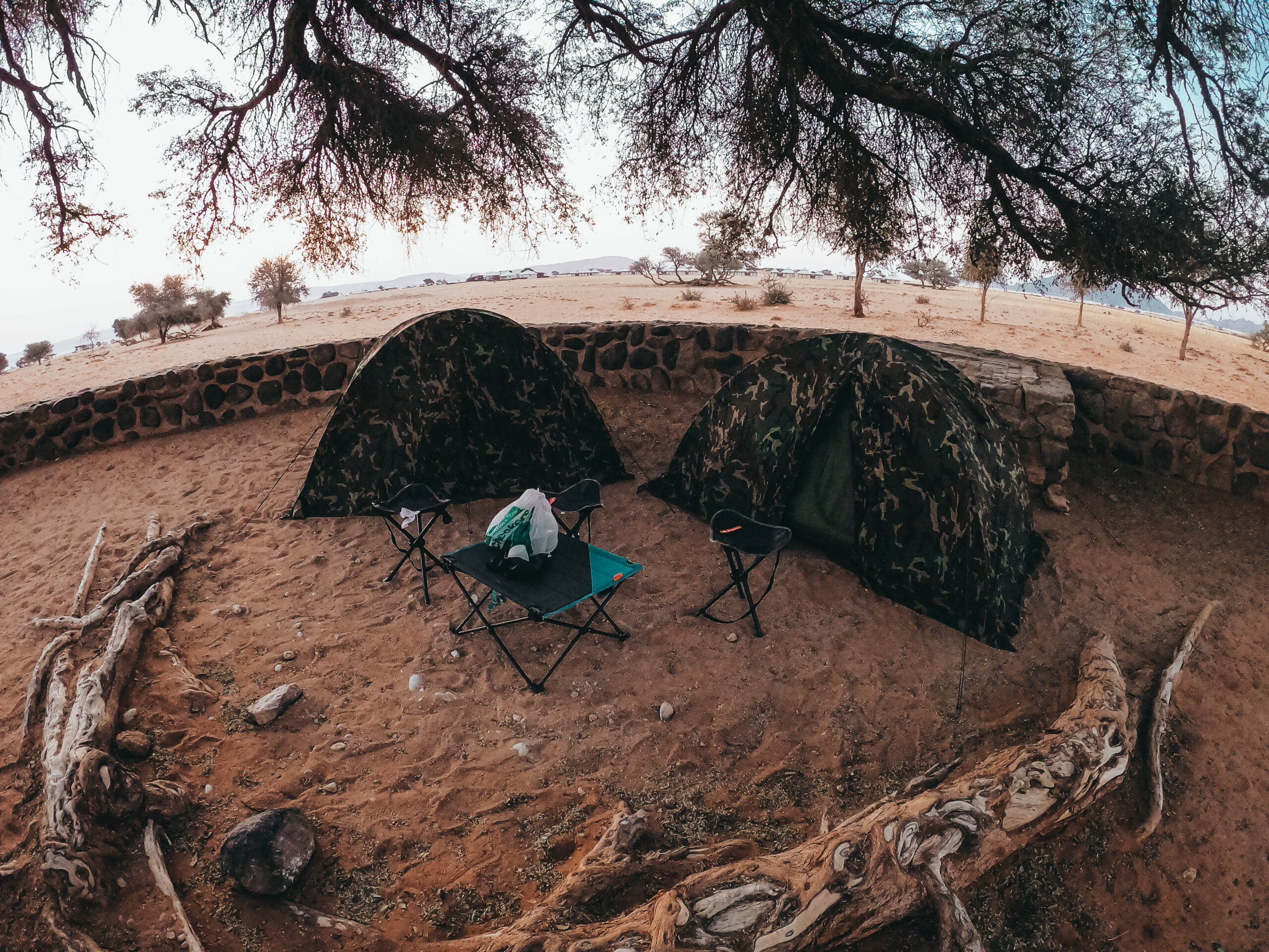 Instalados en el camping de Sesriem