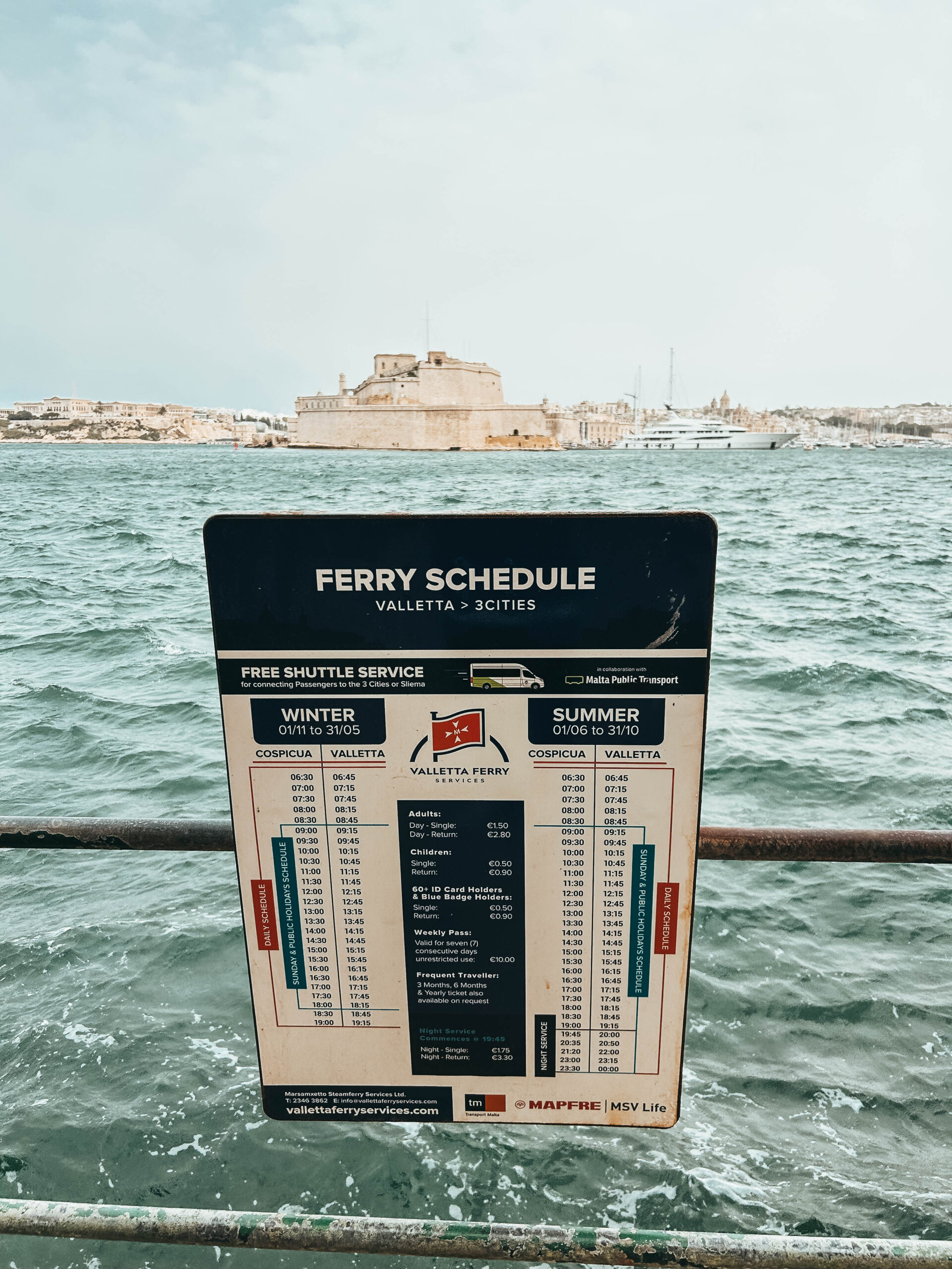 Horarios ferries a las 3 ciudades