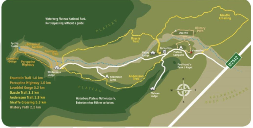 Trails disponibles en waterberg