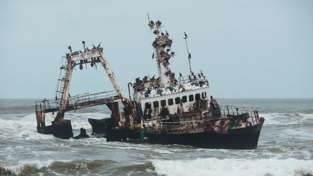 El Zeila es un barco que naufragó en Namibia cerca de la Costa de los Esqueletos