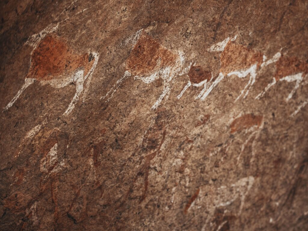 Las paredes cubiertas de pinturas rupestres