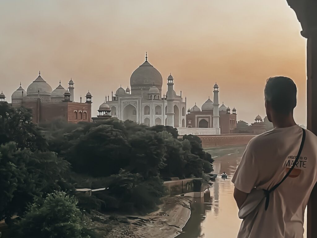 Vistas desde un punto secreto para ver el Taj Mahal al atardecer