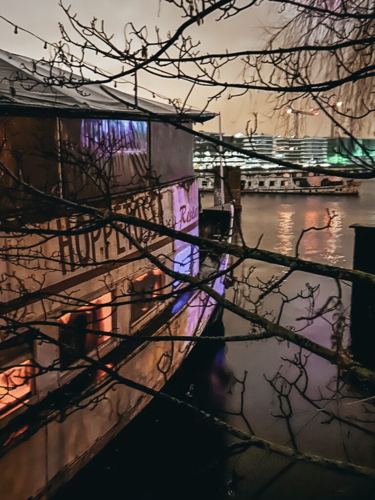 Discoteca Hopetosse. Sobre el río Spree flota este barco donde en uno de sus pisos se escucha el mejor techno. Nuestra mayor recomendación.