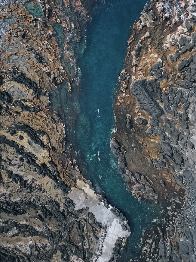 Piscinas naturales de Faja Grande a vista de dron