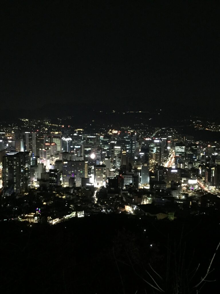 Vistas de Seúl desde un mirador por la noche