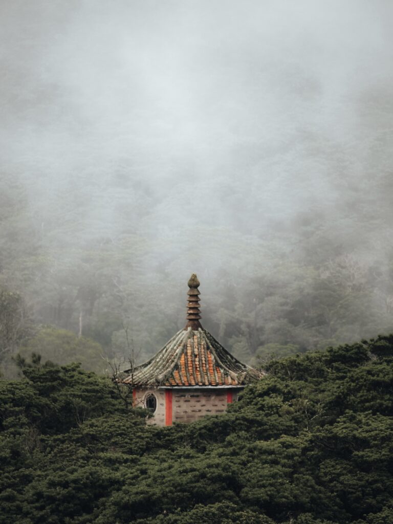 Vistas de un templo desde el Buda Gigante o Buda de Lantau